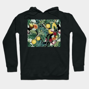 Vintage Fruit Pattern on black Hoodie